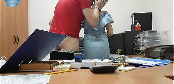  sexy secretary are cheating on her husband with her boss right on the office table and getting fresh thick load of sperm on her sexy toes